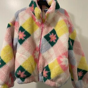 Old Navy Multicolor Fleece Jacket zip up girls size 6